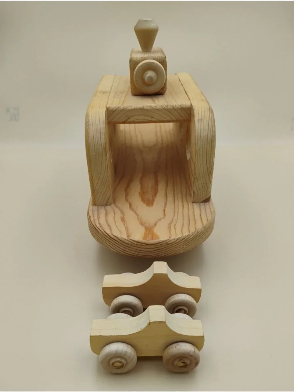 Handcrafted Wooden Ferry Boat With Two Cars – Vintage Pine Wood Toy 14